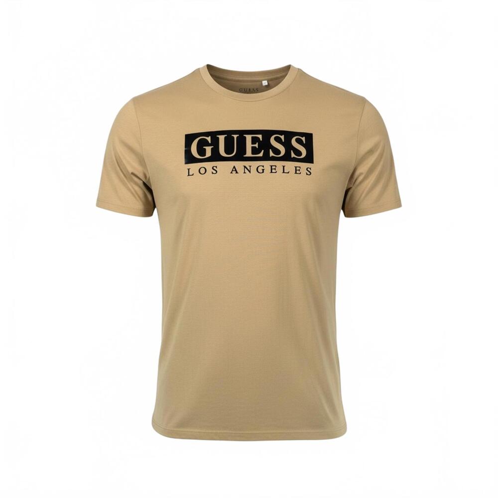 Guess Men's Greg Logo Crew Holofoil T-Shirt XL Toasted‎ Taupe